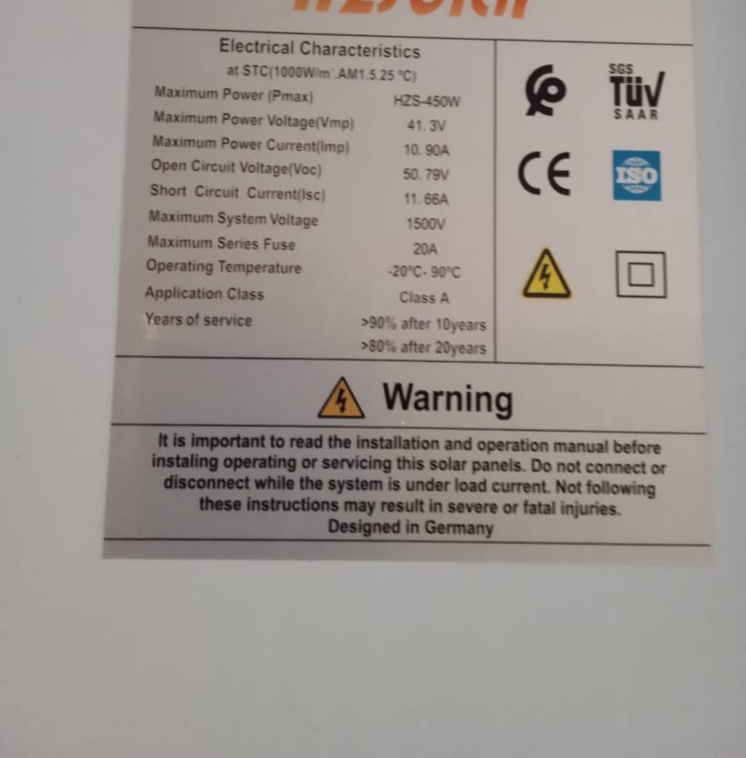 Panneau solaire HZ SOLAR 450W mono perc – Image 4