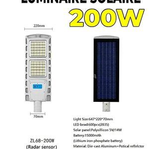 Luminaire solaire Alum ZL68 - 200W